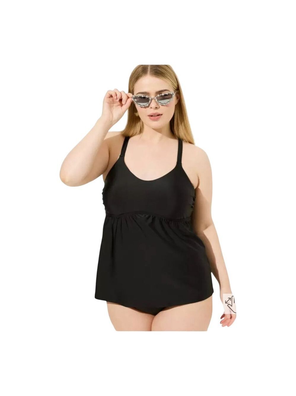 Torrid Wire-free Strappy Tankini Top Black SZ/0 (12) Full Coverage NWT
